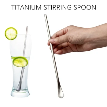 

1Pcs Pure Titanium Mixing Stirring Spoon Creative Long Handle Dessert Spoon Coffee Ice Spoons