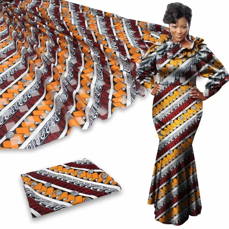 Горячая 4Y органза+ 2Y лента Материал цветной Nigrian дизайн Африканский Воск узор атласная шелковая ткань YB112510