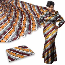 Горячая 4Y органза+ 2Y лента Материал цветной Nigrian дизайн Африканский Воск узор атласная шелковая ткань YB112510