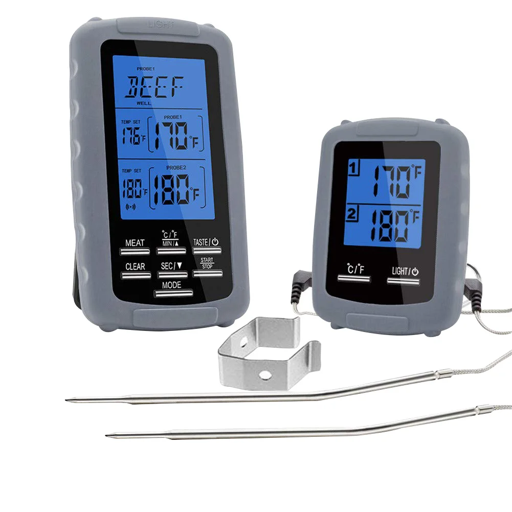 

With Double Probe Grill Practical Barbecue Meat Thermometer LCD Display Dual Channel Timer Kitchen Cooking Wireless Digital Food