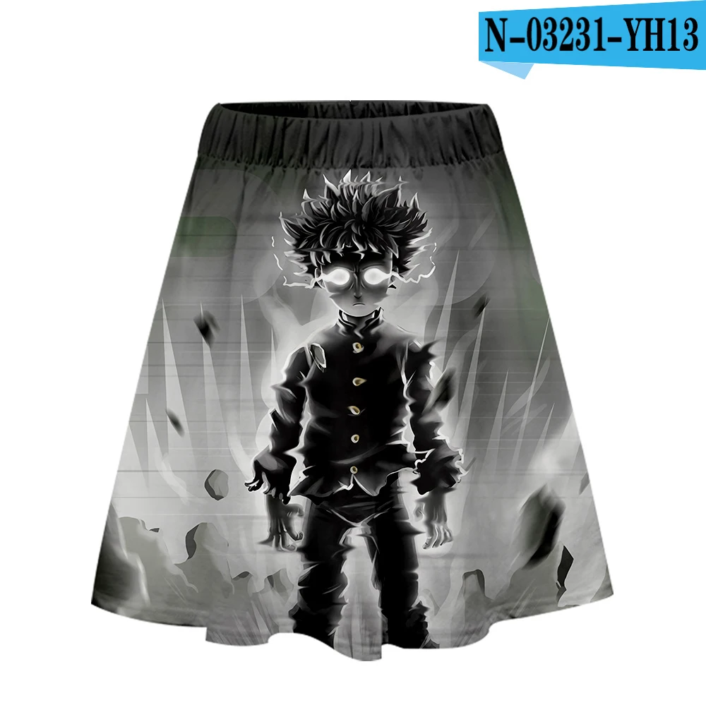 Mob Psycho 100 Женская юбка с высокой талией Осенняя плиссированная юбка до колен 3D Аниме юбка модная эластичная юбка Mobu Saiko Hyaku - Цвет: one