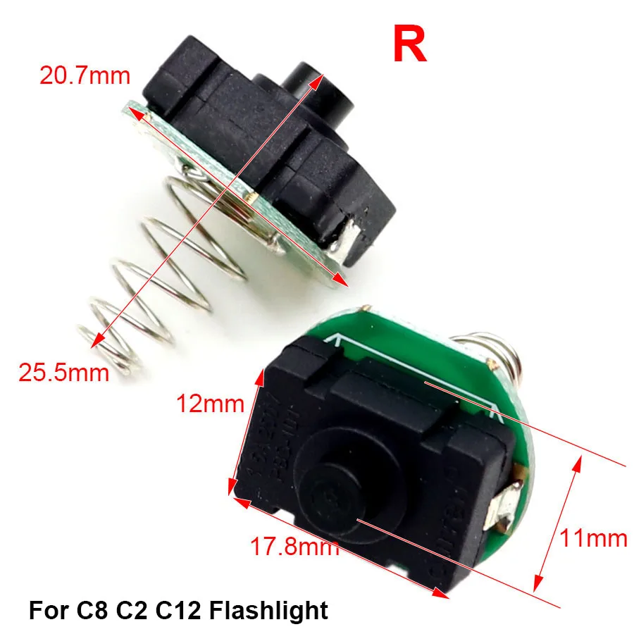 1 Piece Flashlight Modding Tail Middle side click clicky switch Push