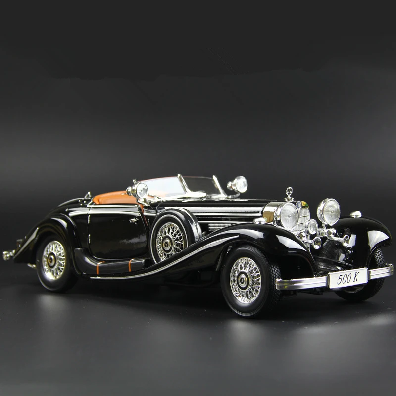 Maisto 1:18 Mercedes-Benz 500K Blcak Classic Car Simulation Alloy Car Model Collection Decoration Gifts toy
