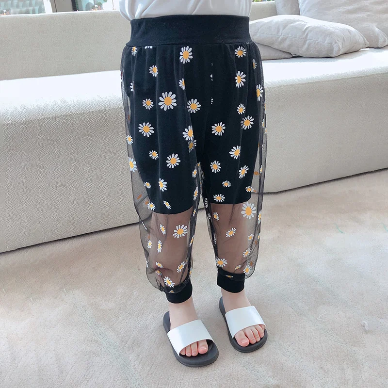 Fashion Summer Girls Kids Loose Pants Thin Anti-mosquito Pants Toodler Flowers Leggings Casual Baby Children Wide 1-6 girls pants kids pants girls trousers