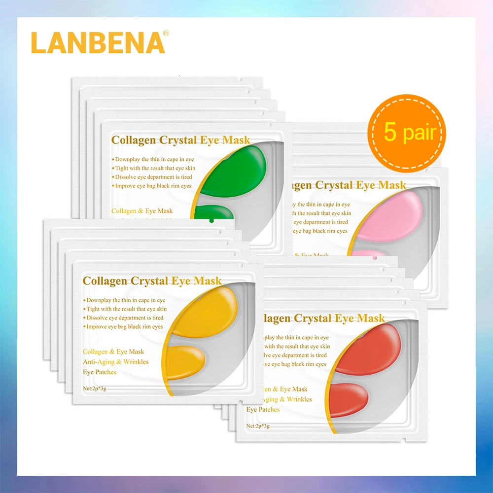 

LANBENA Pair 24K Gold Mask Collagen Patches Dark Circle Puffiness Eye Bag Anti-Aging Wrinkle Firming Skin Care