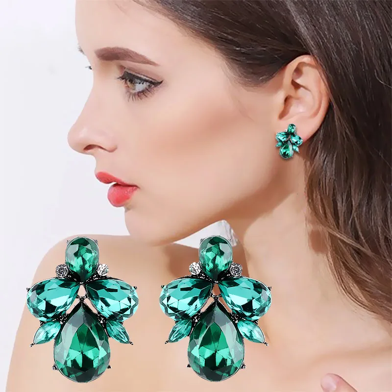 

Crystal Allergy Free Wedding Celebration Resin High Quality Fashion Jewelry Girls Water Drop Alloy Korean Stud Earrings