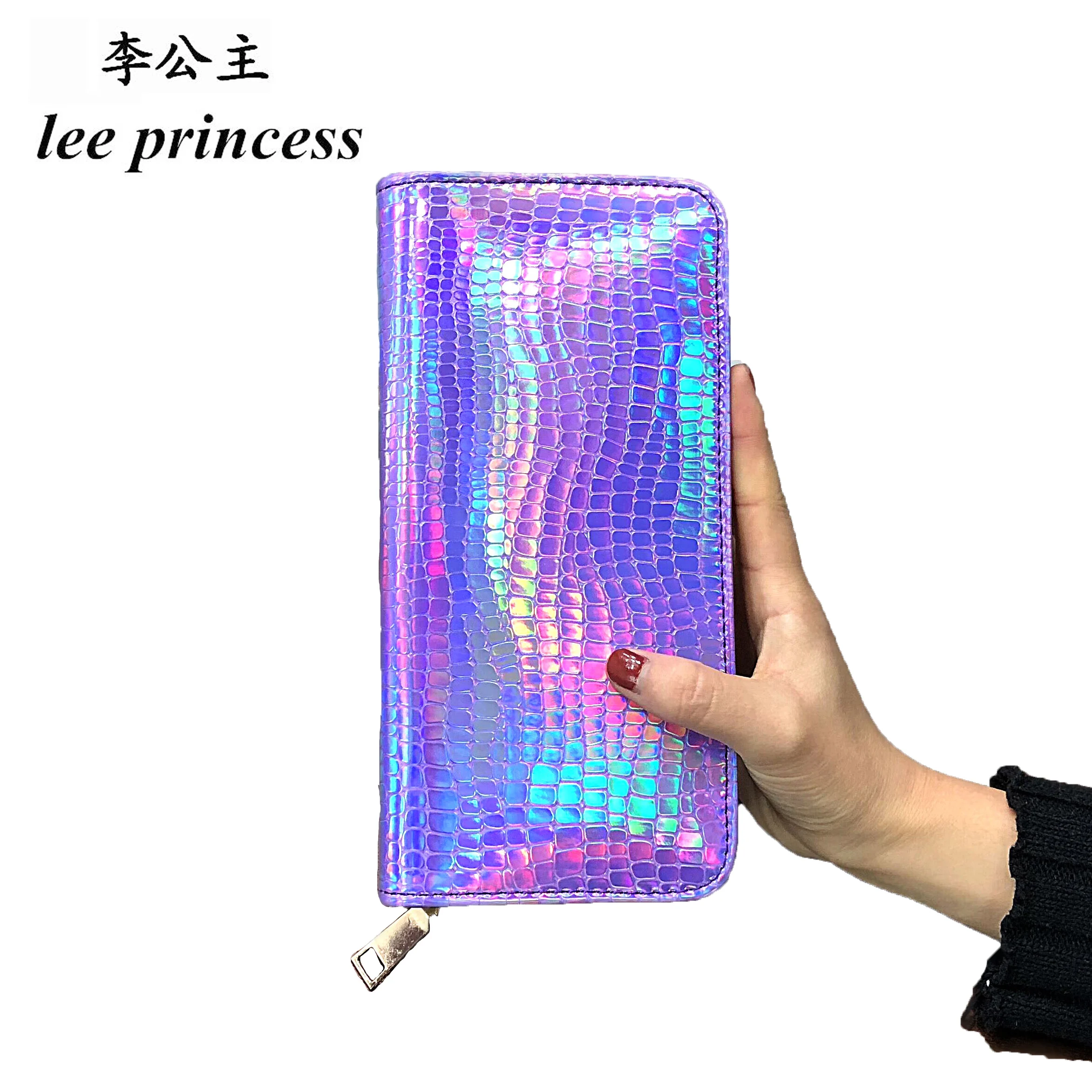 Lee Princess голографические кошельки Женская длинная сумка для денег Дамский кошелек