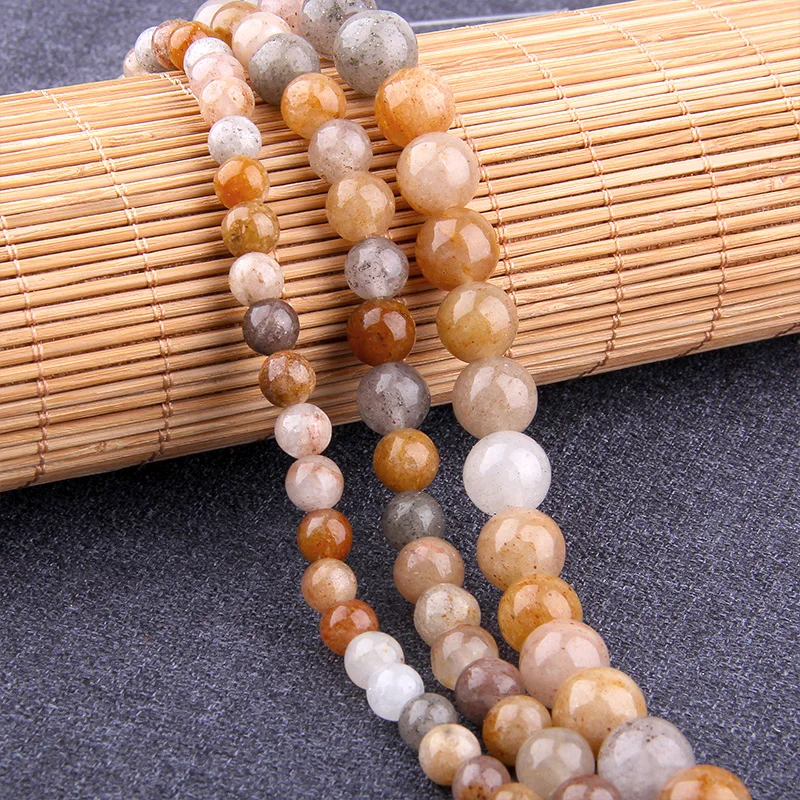 Natural Stone Brown Aragonites Jades Bead Chalcedony Smooth Agates Loose Spacer Beads For Jewelry Bracelet Making 15.5"strand - Цвет: Brown