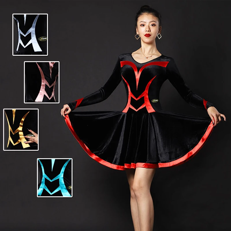 Latin Dance Dress Rumba Salsa Dance Costume Women Good Quality Velvet