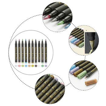 

10 Colors Soft-tip Metallic Color Paint Marker Pen Metal Permanent Paint Marker For Paper Ceramics Painting Glass Metal