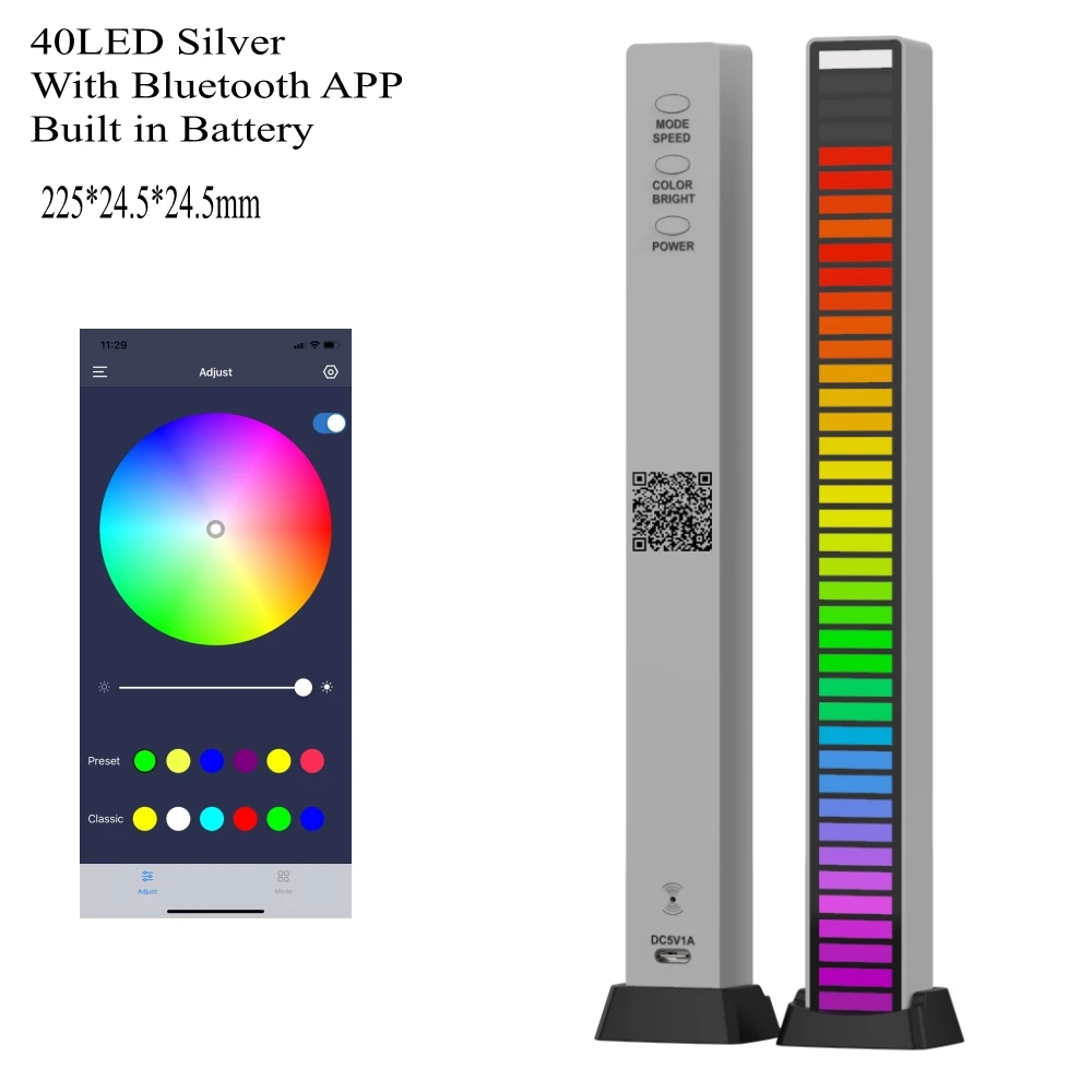 Voice APP Control 40LED 3D Stereo Music Spectrum LED Light Audio Level Indicator Amplifier VU Meter Car Player Atmosphere Lamps 3 channel amplifier Audio Amplifier Boards