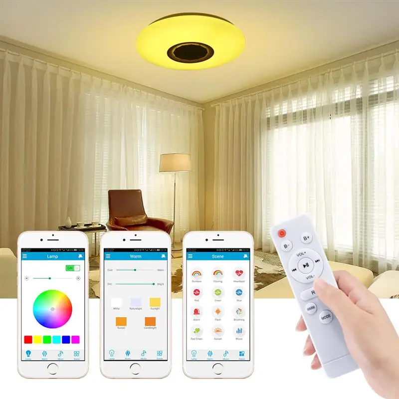LED Full Color Bedroom Ceiling Light Modern Home 36W 60W Rgb Color APP Bluetooth Music Light Bedroom Lamps Smart Ceiling Lamp