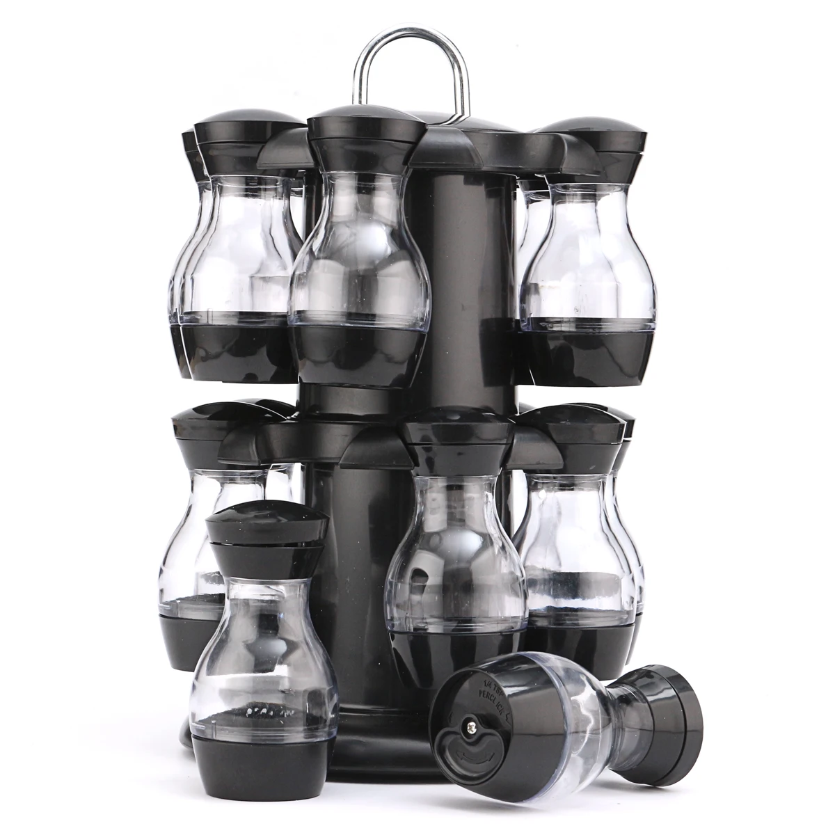 

Kitchen Double-deck Seasoning bottle Set Pepper and Salt Cruet ABS Kitchen Spice Rack Set Condiment Containers Tools kit