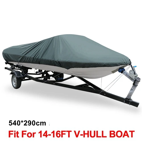 Uxcell 210D Крышка Для лыжной лодки для рыбалки 14-16ft/16-18ft/17-19ft/20-22ft v-корпус Солнцезащитный УФ-протектор для катера, Стояночный тент - Цвет: Gray 14-16FT