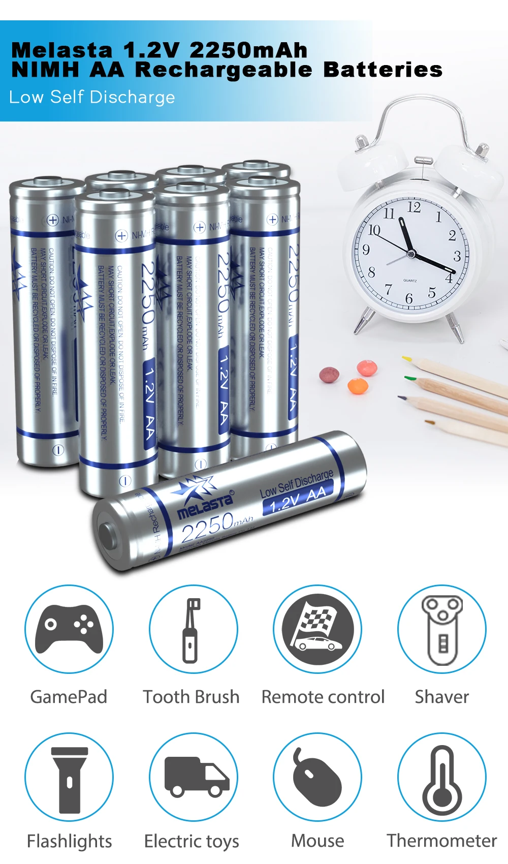 High Quality AA 1.5V 2250mAh High Discharge Performance Rechargeable  Lithium Battery factory and manufacturers