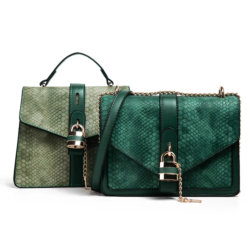 Роскошные сумки, женские сумки, дизайнерская Дамская змеиная кожа, сумка на плечо, новинка, сумки через плечо с цепочкой для женщин, ручная сумка красного цвета - Цвет: 9AB -Green