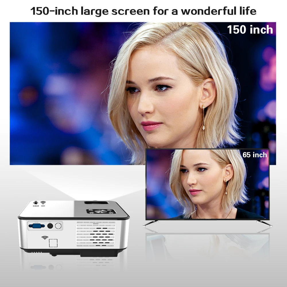  MINI Powerful Projector 1280x720P Resolution Android WIFI Proyector LED Portable 3D Beamer For 4K H