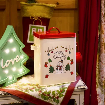 

Fashion metal storage box snack biscuits candy storage box debris items storage box ornaments handle design Christmas gifts
