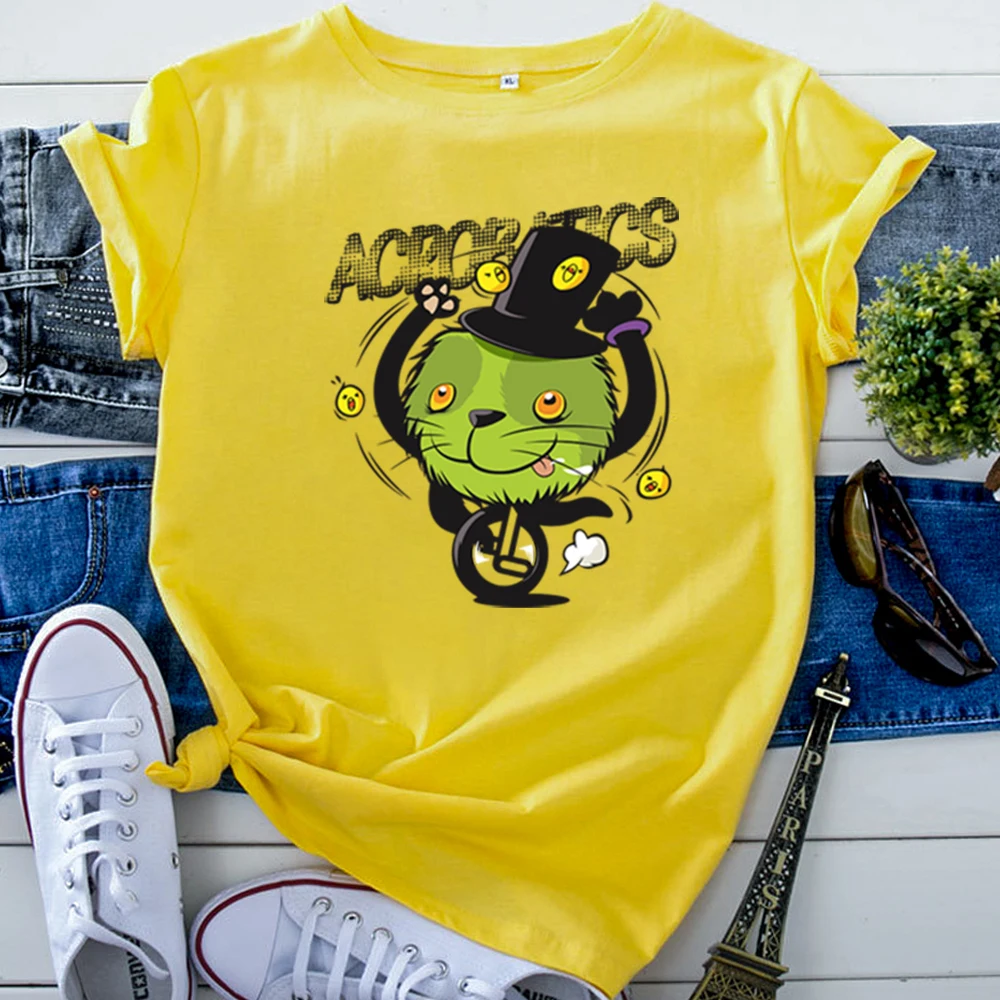 

Cartoon Funny Acrobatic Troupe Printing Tshirt For Women Hip Hop Gothic Woman T-Shirts Casual Cotton Women Shorts Sleeve Top