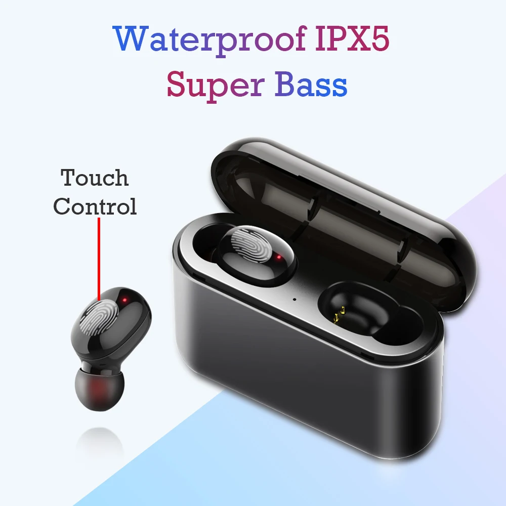 

Deep Bass TWS Bluetooth Wireless Earphone Sport Stero Earbuds Earphones with Charging Bin IPX5 Waterproof Wireless Headphones