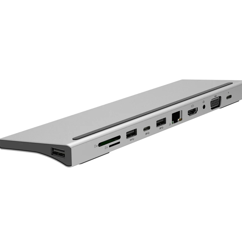 USB C концентратор для USB3.0 TF SD ридер HDMI VGA RJ45 3,5 аудио мини DP док-станция для MacBook Pro USB-C type C 11 порт USB C концентратор
