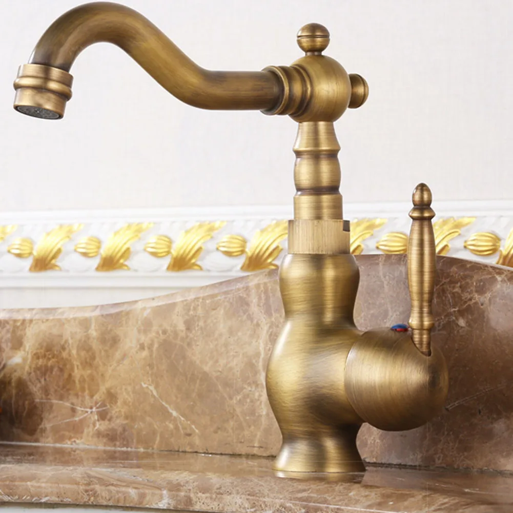 Hause 360 Swivel Antike Messing Zubehör Küche Wasserhahn Feste Waschbecken Einziges Loch Mischbatterie Retro Multifunktions Waschbecken Bad Hause 360 Swivel Antike Messing Zubehör Küche Wasserhahn Feste Waschbecken Einziges Loch Mischbatterie Retro Multifunktions Waschbecken Bad