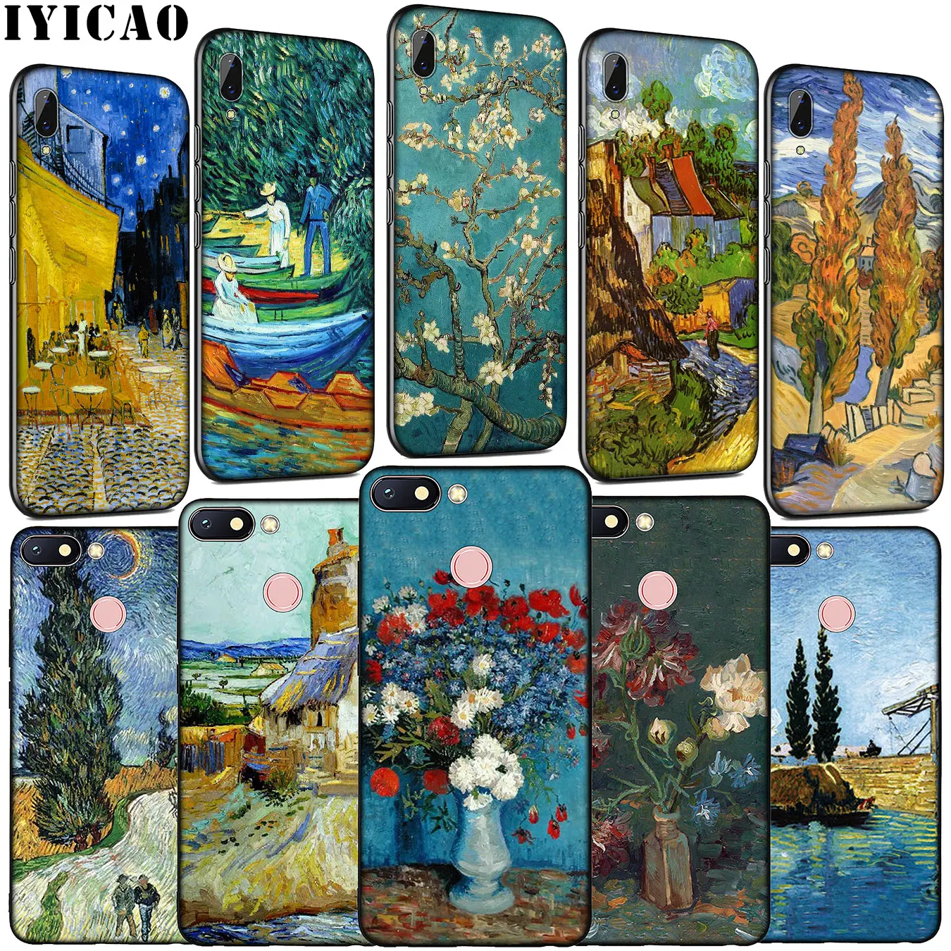 IYICAO Van Gogh Art drawing Cute Soft Silicone Phone Case for Xiaomi Redmi Note 8 8T 8A 7 7A 6 6A 5 5A K30 K20 Pro GO S2 Cover |