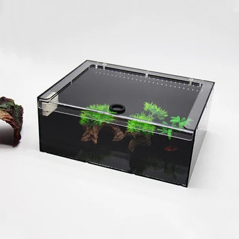 

Reptile Breeding Tank Feeding Box Acrylic Sunshade Terrarium Lizard Ventilation Hole Clear Front Top Insect Spider Sliding Cover