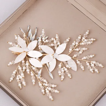 

New Arrivel Korean Style Girls Handmade Crystal Pearl Beads Hair Clips Berrettes Bridal Headpiece Wedding Hair Accessories