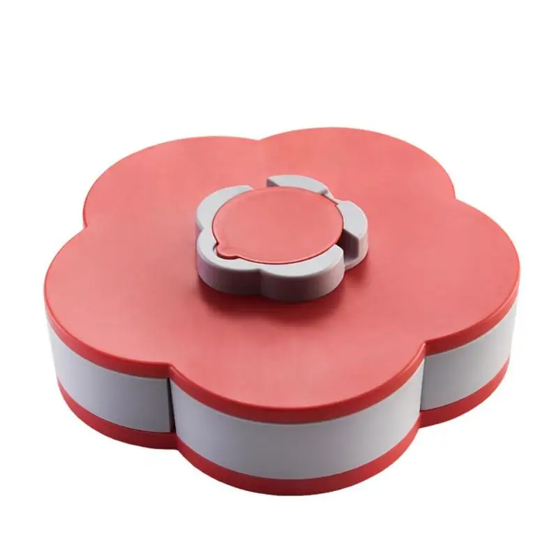red single layer Пластиковый контейнер для еды, конфет, закусок, чехол, держатель, различные технические характеристики, опционально, практичная коробка для хранения в форме лепестков, Органайзер - Цвет: red single layer
