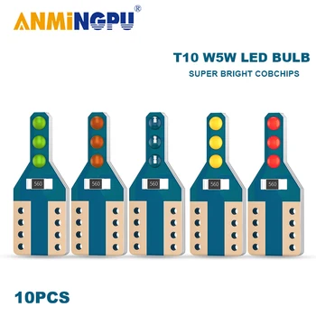 

ANMINGPU 10X Signal Lamp T10 Led W5W Bulbs 12V COB Chips LED 194 501 Lamp Clearance Light Reading Lights Interior Lights White