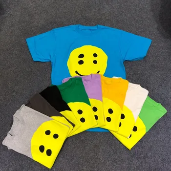 

2019 Best Version Smile Face Printed Women Men T shirts tees Hiphop Streetwear Men Cotton Short Sleeve T shirt Summer