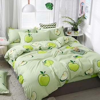 

Home Textiles Bedclothes Green Fruit Duvet Cover Pillowcase Set 2/3pcs Kids Adult Bedding Set King Queen Double Single Size