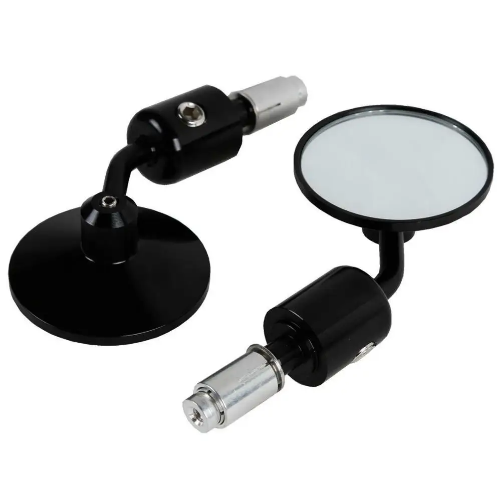 Black Мотоцикл Универсальный CNC 7/" Ручка Бар Конец 3" круглые боковые зеркала заднего вида для Honda Yamaha Kawasaki Suzuki 5 цветов - Цвет: Black