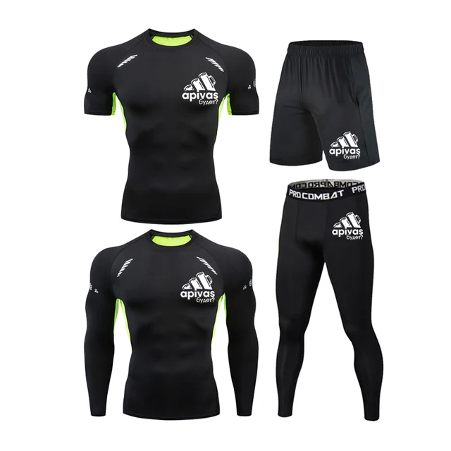 Men Jiu jitsu Rashguard MMA T-shirts Sets Bjj Muay Thai Boxing Jerseys Long Sleeve Boxeo Suit Brand 5Pcs Set Fitness Sport Suits 4Pcs Set