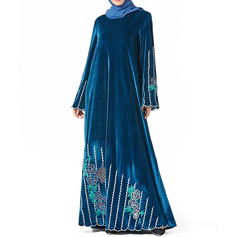 Дубай черный бархат abaya Soiree турецкий хиджаб мусульманское платье кафтан Marocain Кафтан платья ислам ic одежда для женщин халат ислам - Цвет: light dress