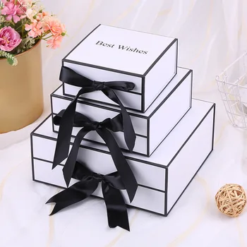 AVEBIEN-Caja de regalo con lazo blanco para mujer, caja de regalo con lazo blanco para guardar pestañas, perfume, cosméticos, monedero en caja de regalo
