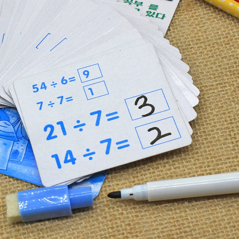 Один набор детей Математика детский сад обучение стираемые карты с ручкой многоразовые дошкольного обучения инструменты Развивающие игрушки подарки