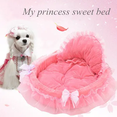cheap Sweet Lace Princess Dog Bed Cat Nest Puppy Soft Puppy Teddy Pet Bed Suitable for Small and Medium Dogs and Cats Sofa Kennel