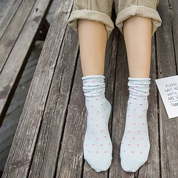 

SAGACE Socks Women Warm Print Dot Socks Mid Tube Socks Cotton Retro Style Fashion Sock Casual Japanese Curled Pile Girls Socks