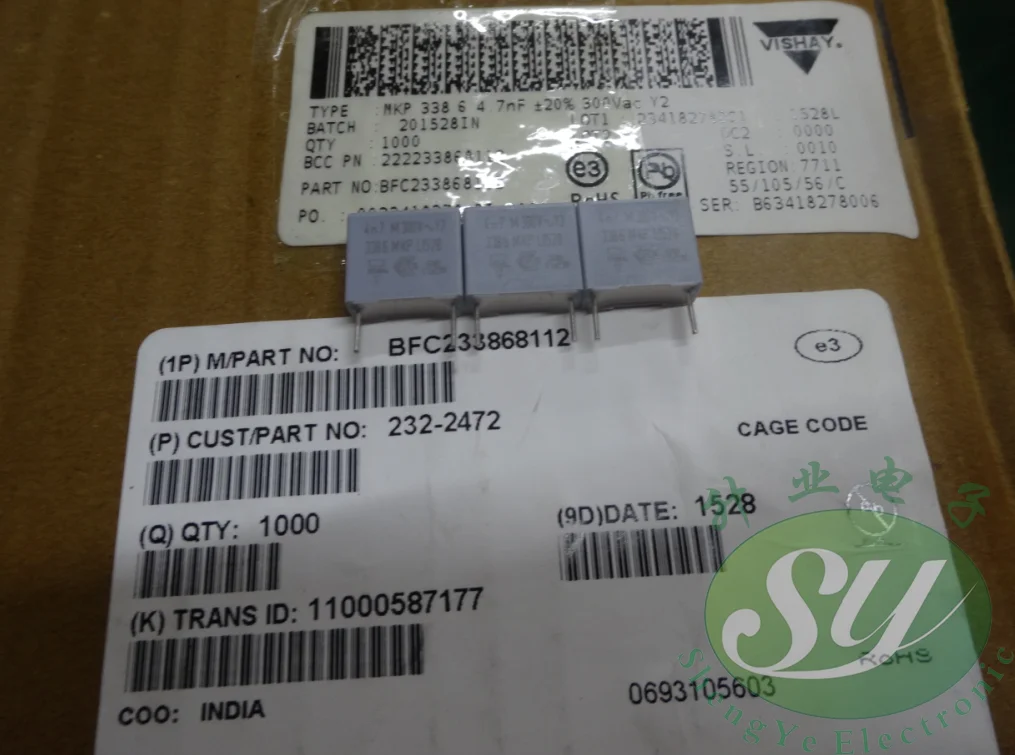 50 шт VISHAY 0,0047 мкФ/300Vac 4.7NF 4700pf 4 n7 472 MKP пленочный конденсатор