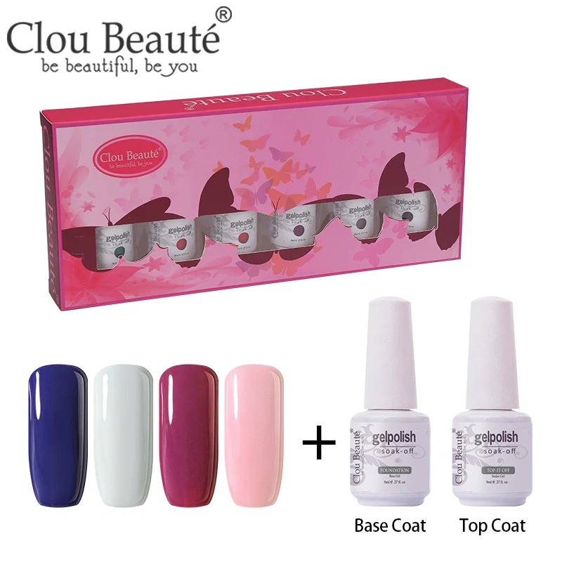 ZH41 Clou Beaute 6 шт. Гель-лак для ногтей Светодиодный УФ-гель впитывающий ногти гель основа и не протирать верхнее покрытие Гель-лак Полупостоянный гель-краска набор - Цвет: ZH41