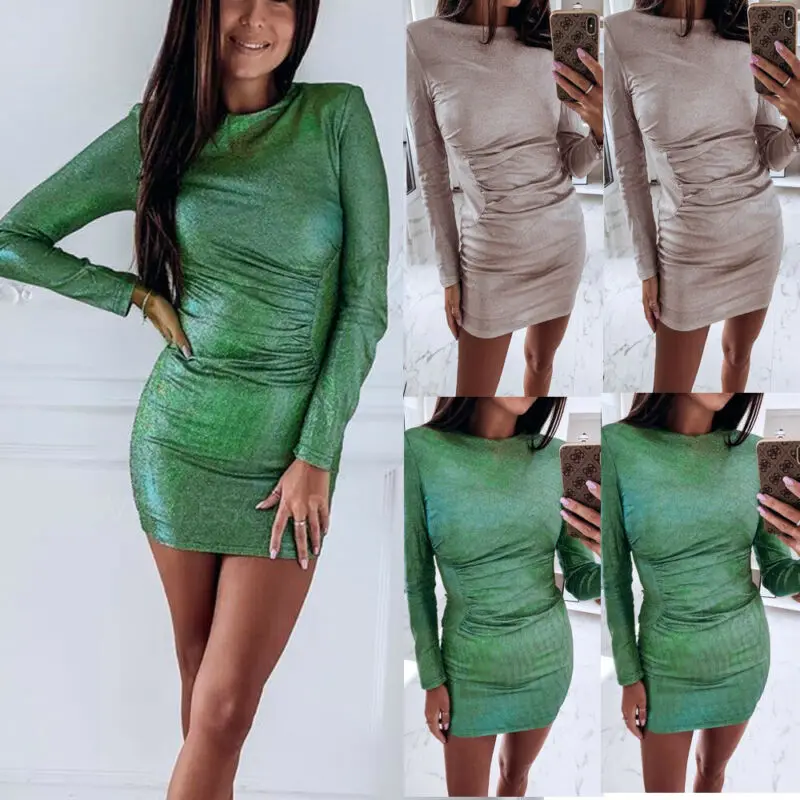 New Sexy Women Bandage Mini Dress Long Sleeve Stretch Bodycon Party Club Wear Evening | Женская одежда