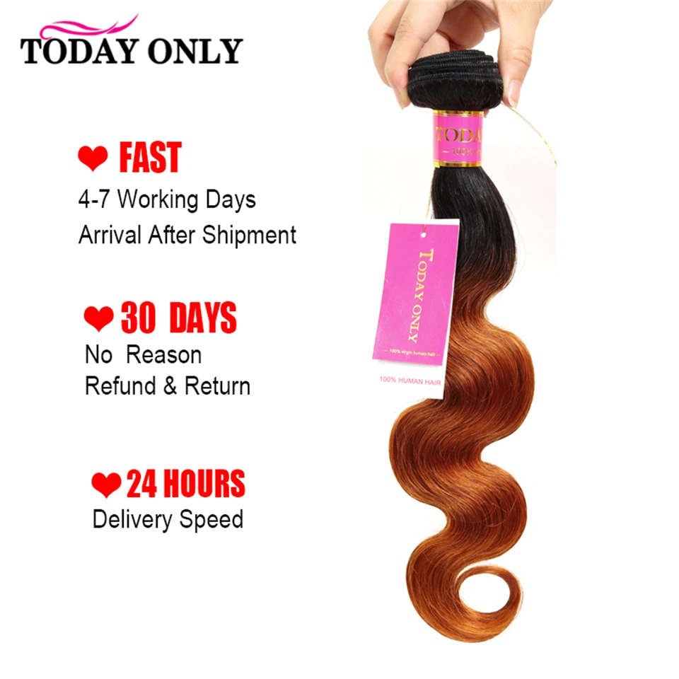 TODAY ONLY 3 Bundles Body Wave Bundles Ombre Hair Bundles Brazilian Hair Weave Bundles Remy Human Hair Extensions