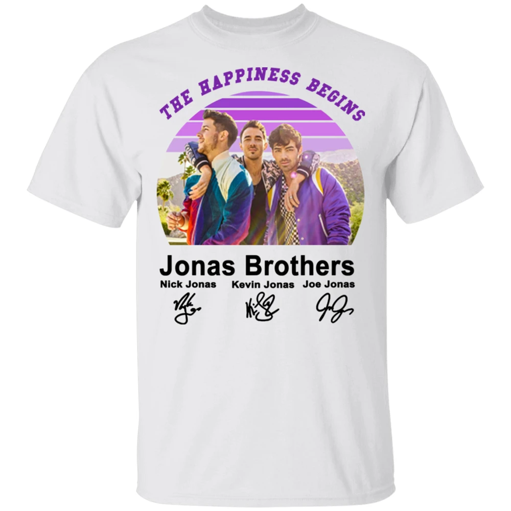 Футболка с надписью signates The Happiness beunds Jonas Brothers белая-серая футболка для мужчин и