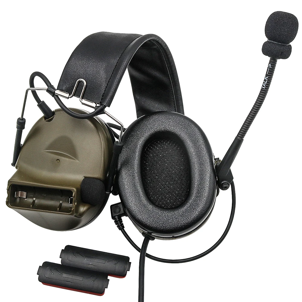 Noise Reduction Headset Tactical Earmuff Mic Kit Electronic Airsoft Headset COMTA II Tactical Headset Military Airsoft Noise Reduction Pickup Hearing Protection Headphone FG