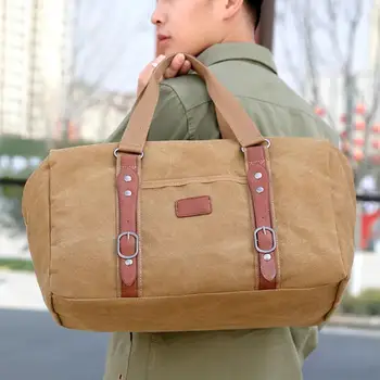 

Men Outdoor Sport Travel Large Capacity Zip Canvas Duffel Handbag Crossbody Pouch