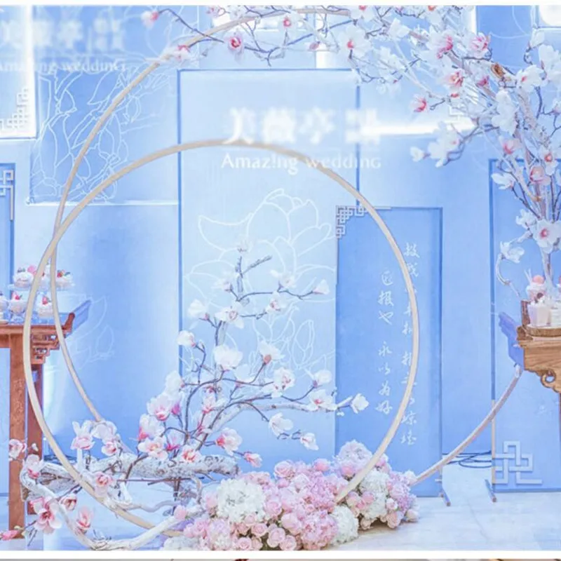 Wedding Arch door Background Wrought Iron Shelf Decorative Round Party Background Shelf Flower with Frame Christmas decoration