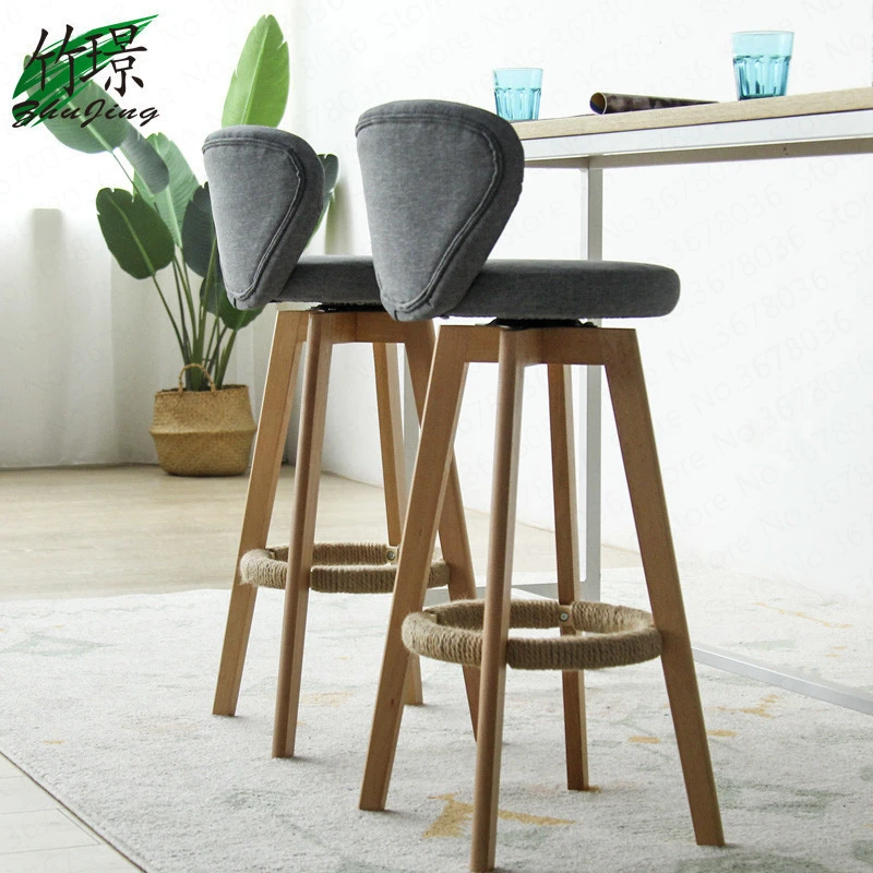 

New European Bamboo Solid Wood Elm Bar Chair Retro Color Rotate Bar Stool Bar Stool Bar Chair Front Stool High Chair