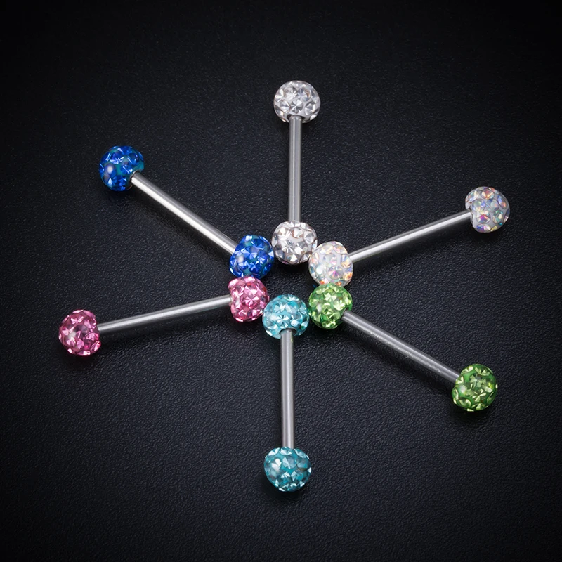 thumbnail image 2 of Tongue Rings Plastic With Stainless Steel Tongue Ring Nipple Rings Multi Color Tongue Nipple Piercing Jewelry 16mm Body Piercing 2 of 11